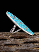 Estate Sterling Silver Turquoise Inlay Ring, Size 6