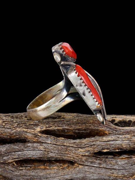 Estate Sterling Silver and Coral Ring, Size 7 - PuebloDirect.com