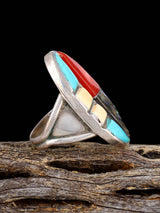 Estate Native Sterling Silver Multistone Inlay Ring, Size 6 1/2 - PuebloDirect.com