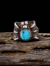 Vintage Native American Turquoise Spider Sterling Silver Ring, Size 6 1/4
