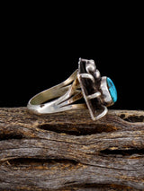 Vintage Native American Turquoise Spider Sterling Silver Ring, Size 6 1/4