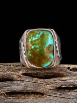 Vintage Native American Turquoise Nugget Sterling Silver Ring, Size 11 1/2