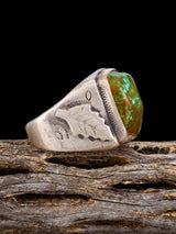 Vintage Native American Turquoise Nugget Sterling Silver Ring, Size 11 1/2