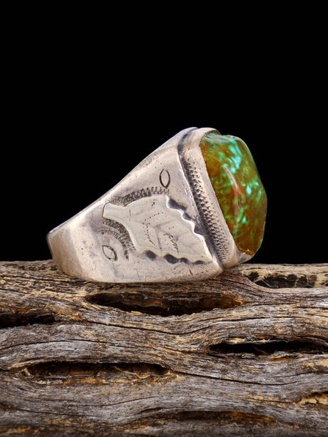 Vintage Native American Turquoise Nugget Sterling Silver Ring, Size 11 1/2