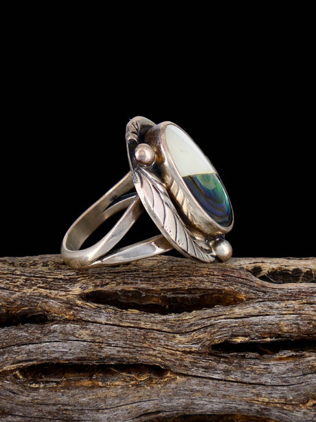 Vintage Native Sterling Silver Multistone Inlay Ring, Size 6 - PuebloDirect.com