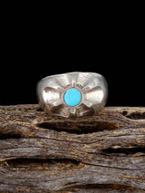 Old Estate Native American Turquoise Sterling Silver Ring, Size 7 1/4
