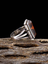 Old Estate Sterling Silver Arizona Petrified Wood Ring, Size 7