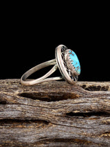 Old Estate Native American Turquoise Sterling Silver Ring, Size 7 1/2