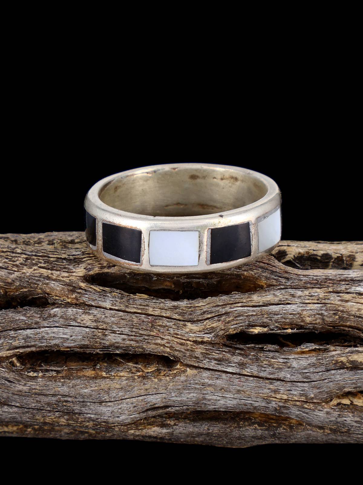 Vintage Native Sterling Silver Multistone Inlay Ring, Size 11 1/2 - PuebloDirect.com