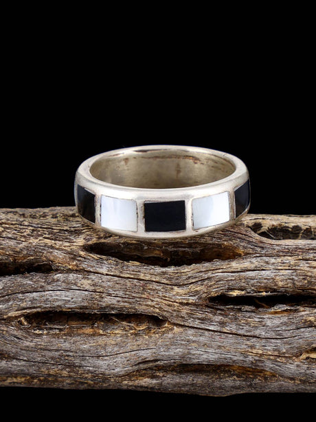 Vintage Native Sterling Silver Multistone Inlay Ring, Size 11 1/2 - PuebloDirect.com