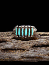 Vintage Native American Zuni Turquoise Sterling Silver Ring, Size 6 3/4