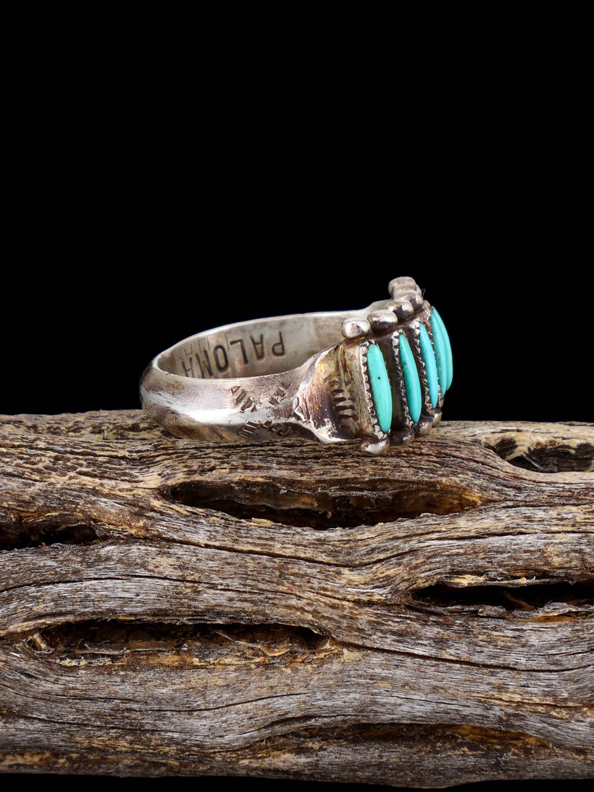 Vintage Native American Zuni Turquoise Sterling Silver Ring, Size 6 3/4