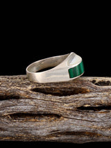 Old Estate Sterling Silver Malachite Ring, Size 7 1/2