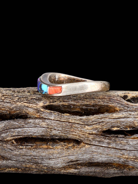 Vintage Native Sterling Silver Multistone Inlay Ring, Size 7 - PuebloDirect.com