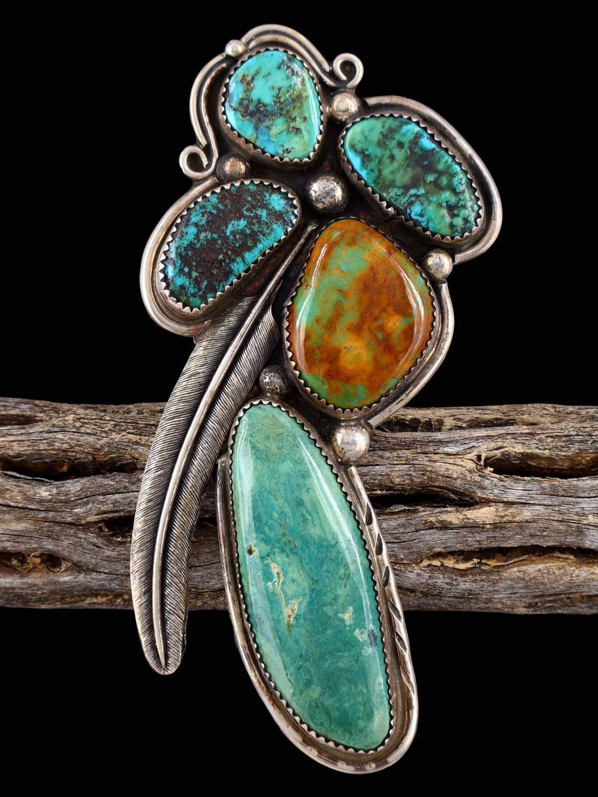 Large Vintage Native American Turquoise Sterling Silver Ring, Size 8 1/2