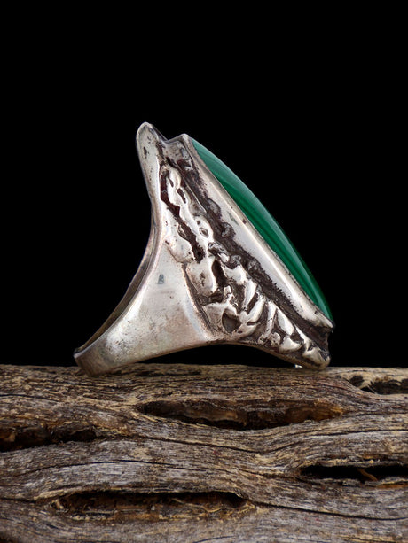 Vintage Sterling Silver Malachite Ring, Size 8 - PuebloDirect.com