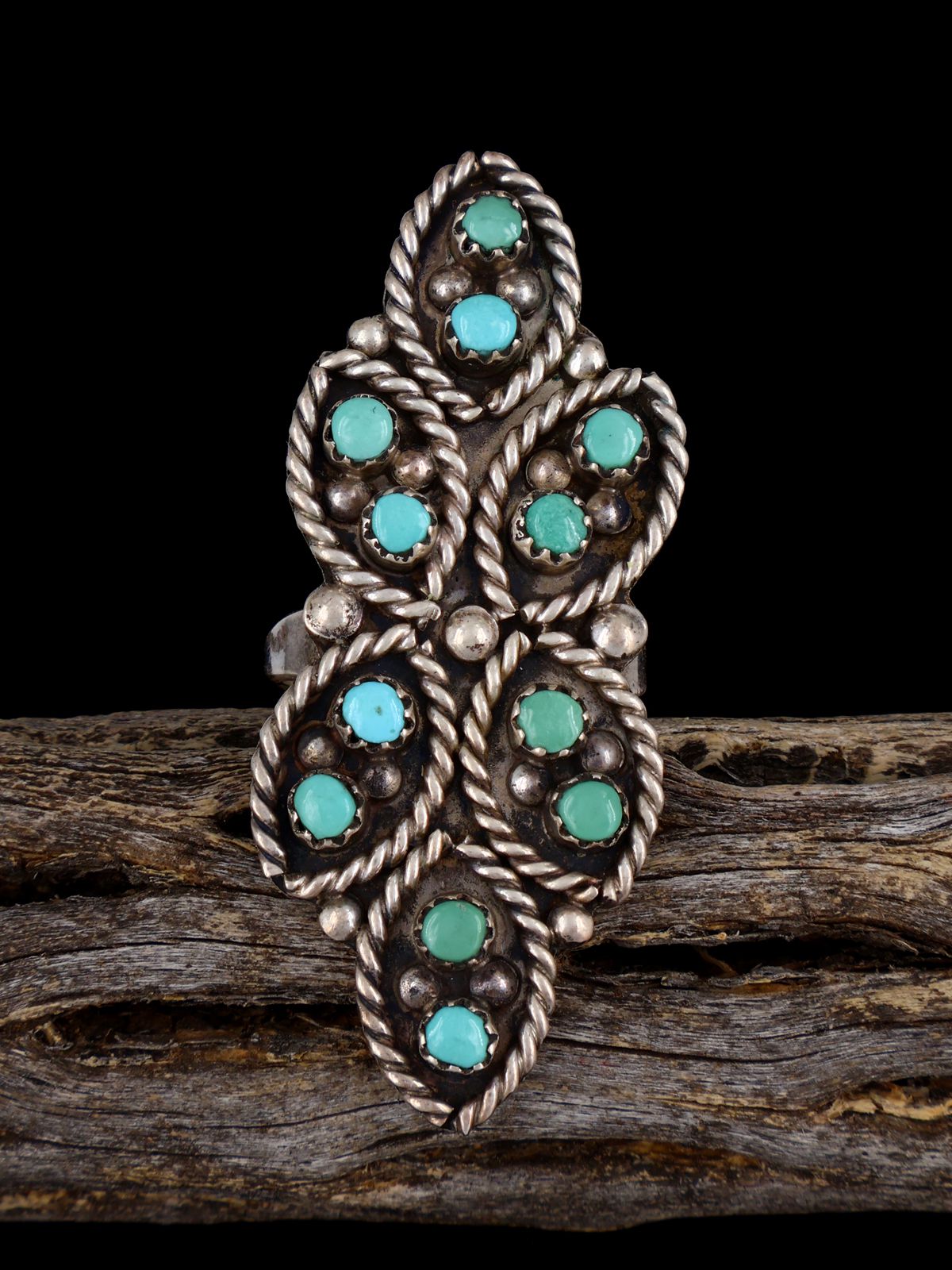 Estate Sterling Silver Turquoise Ring, Size 6 3/4 - PuebloDirect.com