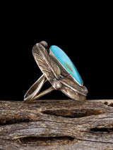 Old Estate Sterling Silver Turquoise Ring, Size 5 3/4 - PuebloDirect.com
