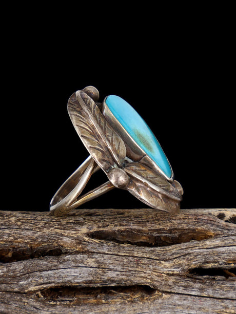 Old Estate Sterling Silver Turquoise Ring, Size 5 3/4 - PuebloDirect.com