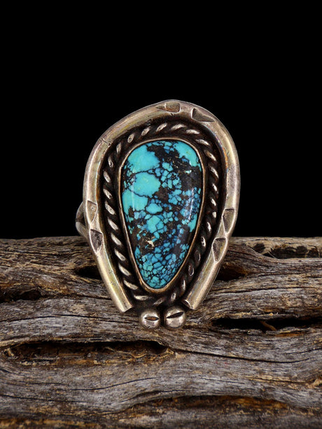 Vintage Sterling Silver Turquoise Ring, Size 8 3/4 - PuebloDirect.com