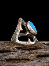 Old Estate Sterling Silver Turquoise Ring, Size 5 1/2 - PuebloDirect.com