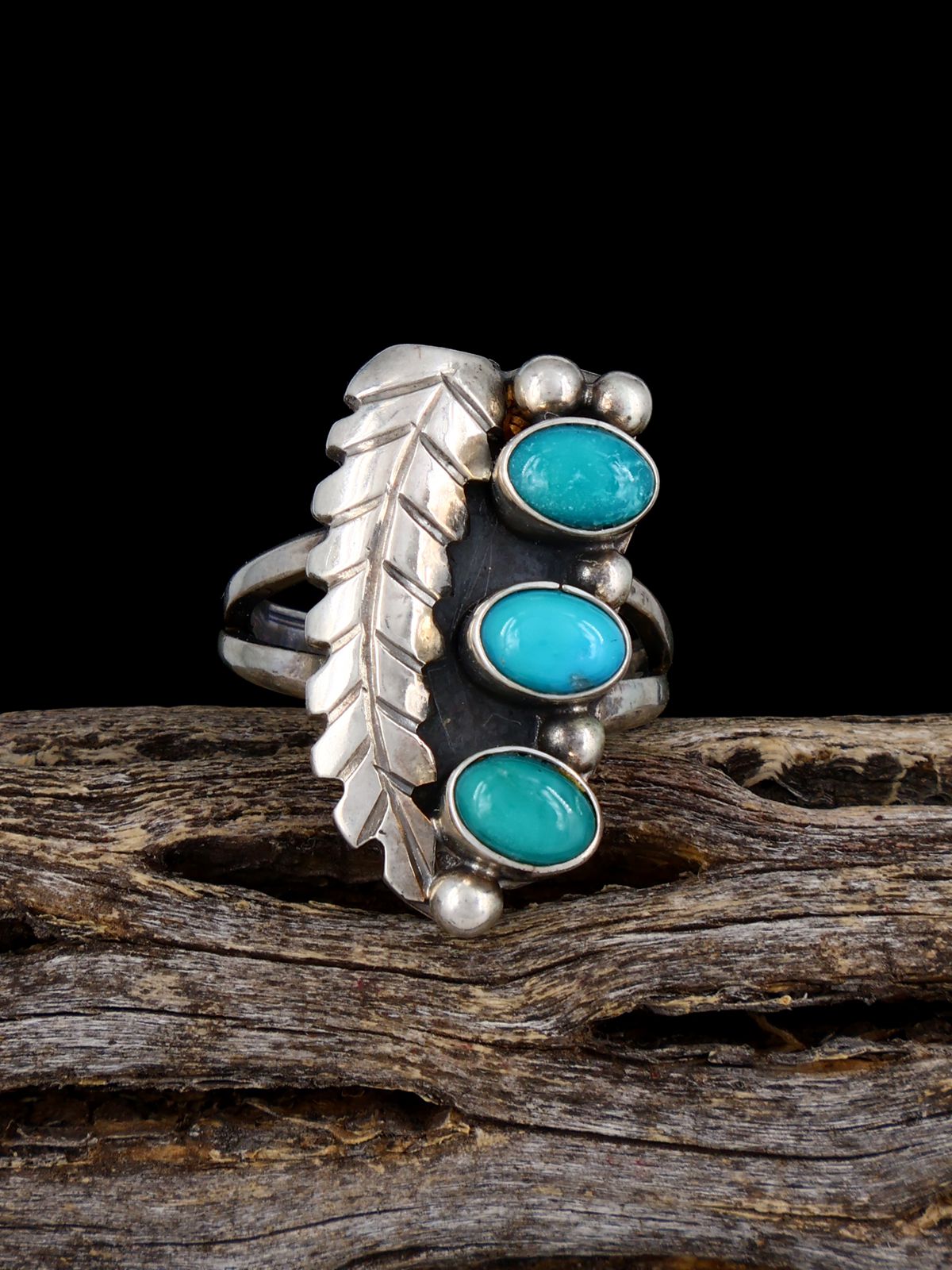 Estate Sterling Silver Turquoise Ring, Size 5 1/4 - PuebloDirect.com