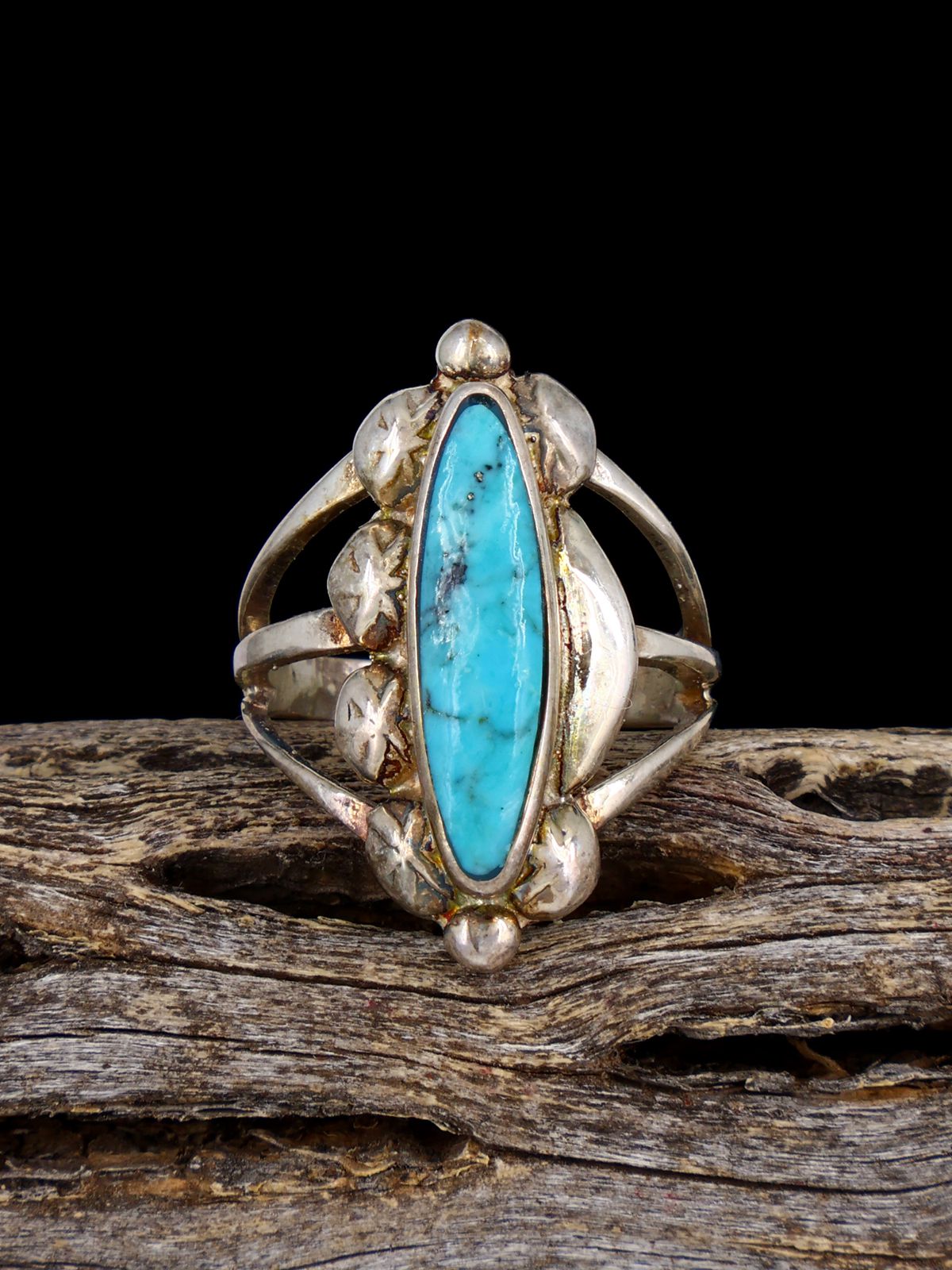 Vintage Sterling Silver Turquoise Ring, Size 5 1/2 - PuebloDirect.com