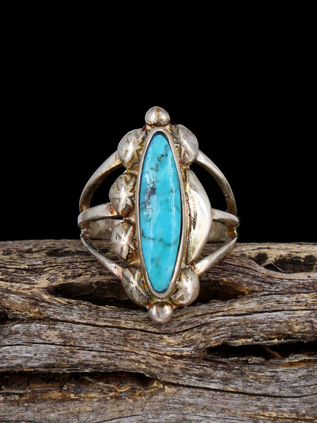 Vintage Sterling Silver Turquoise Ring, Size 5 1/2 - PuebloDirect.com