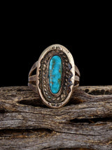 Old Estate Sterling Silver Turquoise Ring, Size 6 - PuebloDirect.com