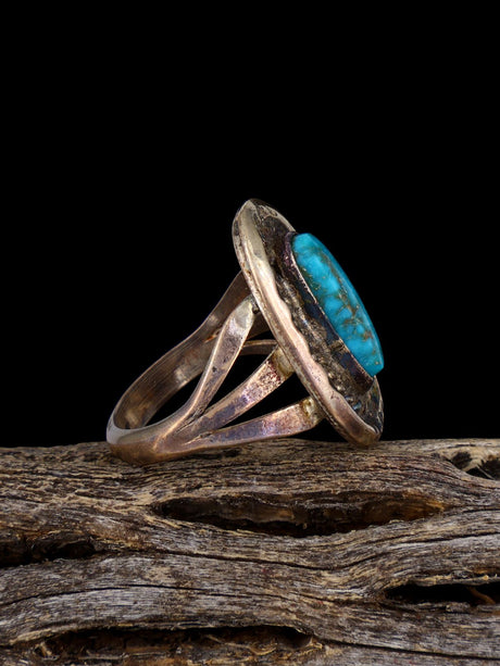 Old Estate Sterling Silver Turquoise Ring, Size 6 - PuebloDirect.com