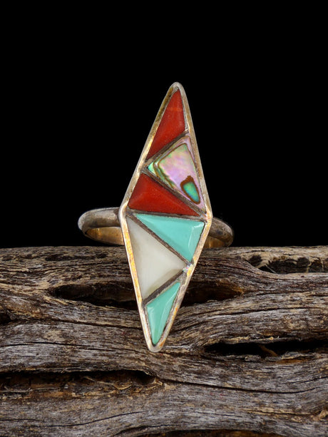 Estate Sterling Silver Inlay Ring, Size 5 3/4 - PuebloDirect.com