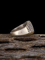 Old Sterling Silver Turquoise Inlay Ring, Size 7 1/2 - PuebloDirect.com