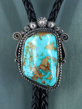 Navajo Sterling Silver Pilot Mountain Turquoise Bolo Tie