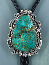 Native American Sterling Silver Pilot Mountain Turquoise Bolo Tie - PuebloDirect.com