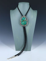 Native American Sterling Silver Pilot Mountain Turquoise Bolo Tie - PuebloDirect.com