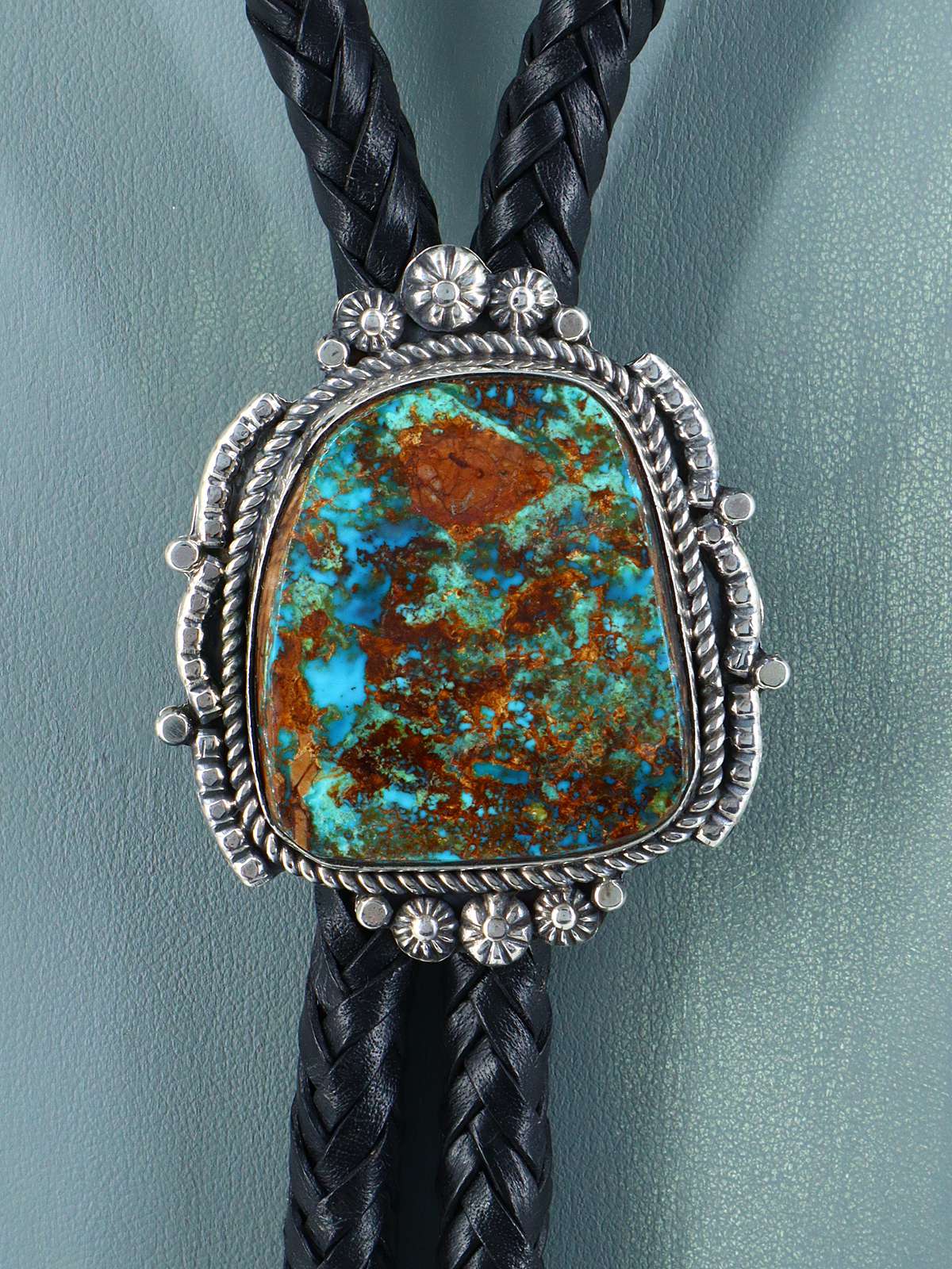 Navajo Sterling Silver Pilot Mountain Turquoise Bolo Tie