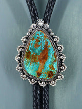 Native American Sterling Silver Pilot Mountain Turquoise Bolo Tie - PuebloDirect.com
