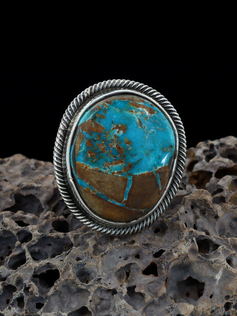 Natural Pilot Mountain Turquoise Ring, Size 6+ Adjustable - PuebloDirect.com