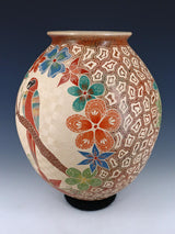 Mata Ortiz Hand Coiled Pottery Painted Parrot Vase