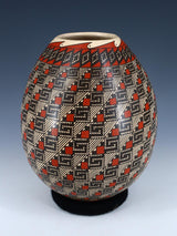 Vase de poterie en damier enroulé à la main Mata Ortiz