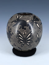 Cerámica de vida silvestre negra Mata Ortiz enrollada a mano