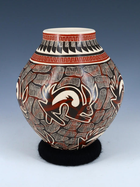 Mata Ortiz Poterie d’oiseau gravée enroulée à la main