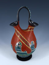 Vase de mariage enroulé et gravé à la main Mata Ortiz