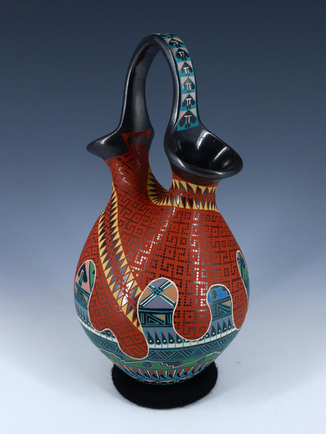 Vase de mariage enroulé et gravé à la main Mata Ortiz