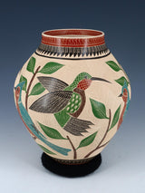 Mata Ortiz Etched Bird Pottery Vase