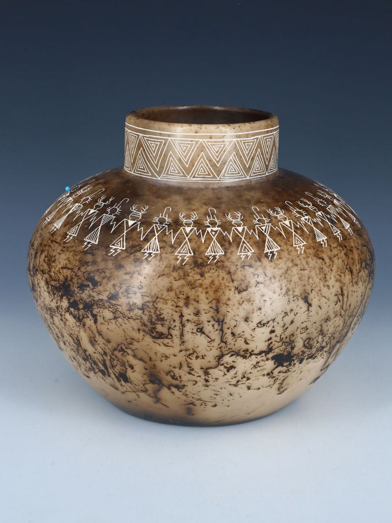 Etched Horsehair Acoma Friendship Pottery Olla - PuebloDirect.com