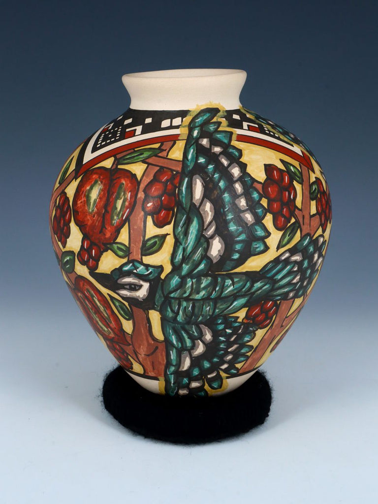 Mata Ortiz Hand Coiled Pottery Painted Bird Vase - PuebloDirect.com