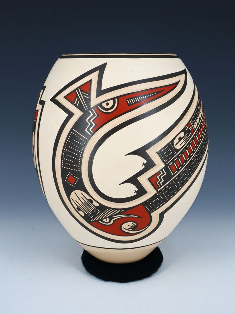 Large Mata Ortiz Hand Coiled Carved Pottery Vase - PuebloDirect.com