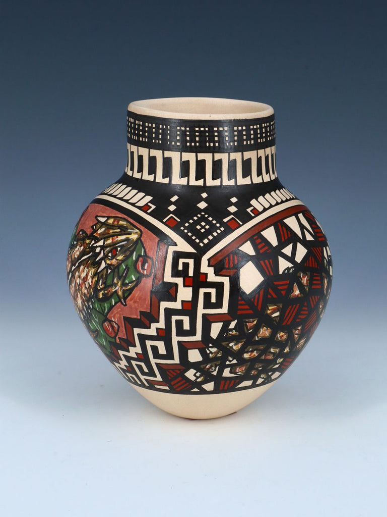 Mata Ortiz Hand Coiled Pottery Painted Horned Toad Vase - PuebloDirect.com