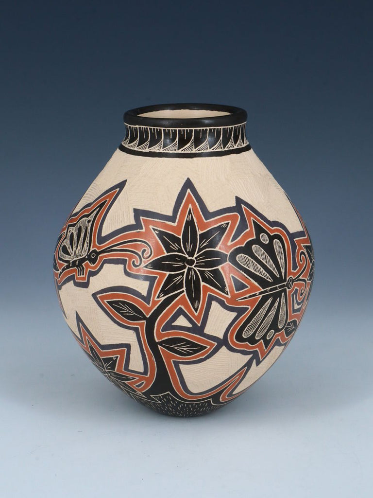 Mata Ortiz Hand Coiled Etched Butterfly Pottery - PuebloDirect.com